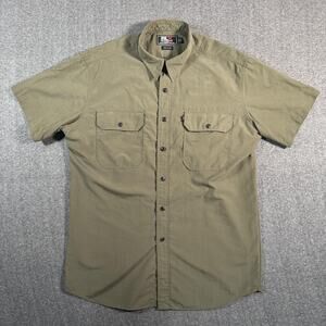 Vintage RLX Polo Sport Fishing Shirt Mens Large Vented Olive Green Button Up